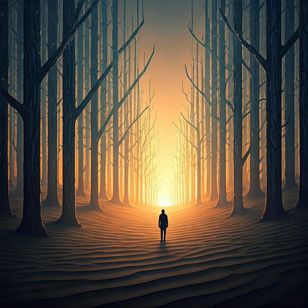 Ethereal Glass Forest at Sunset