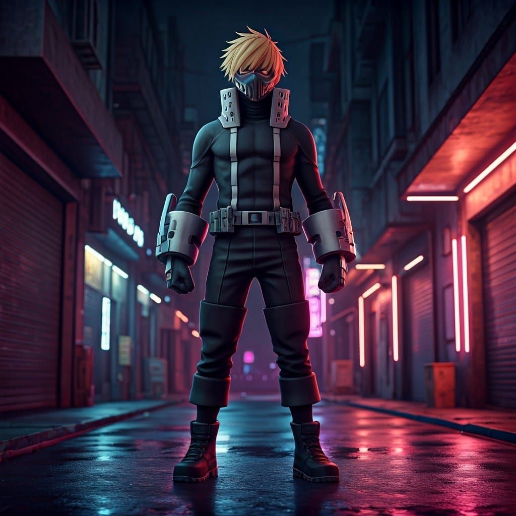 Heroic Anime Character in Urban Alleyway