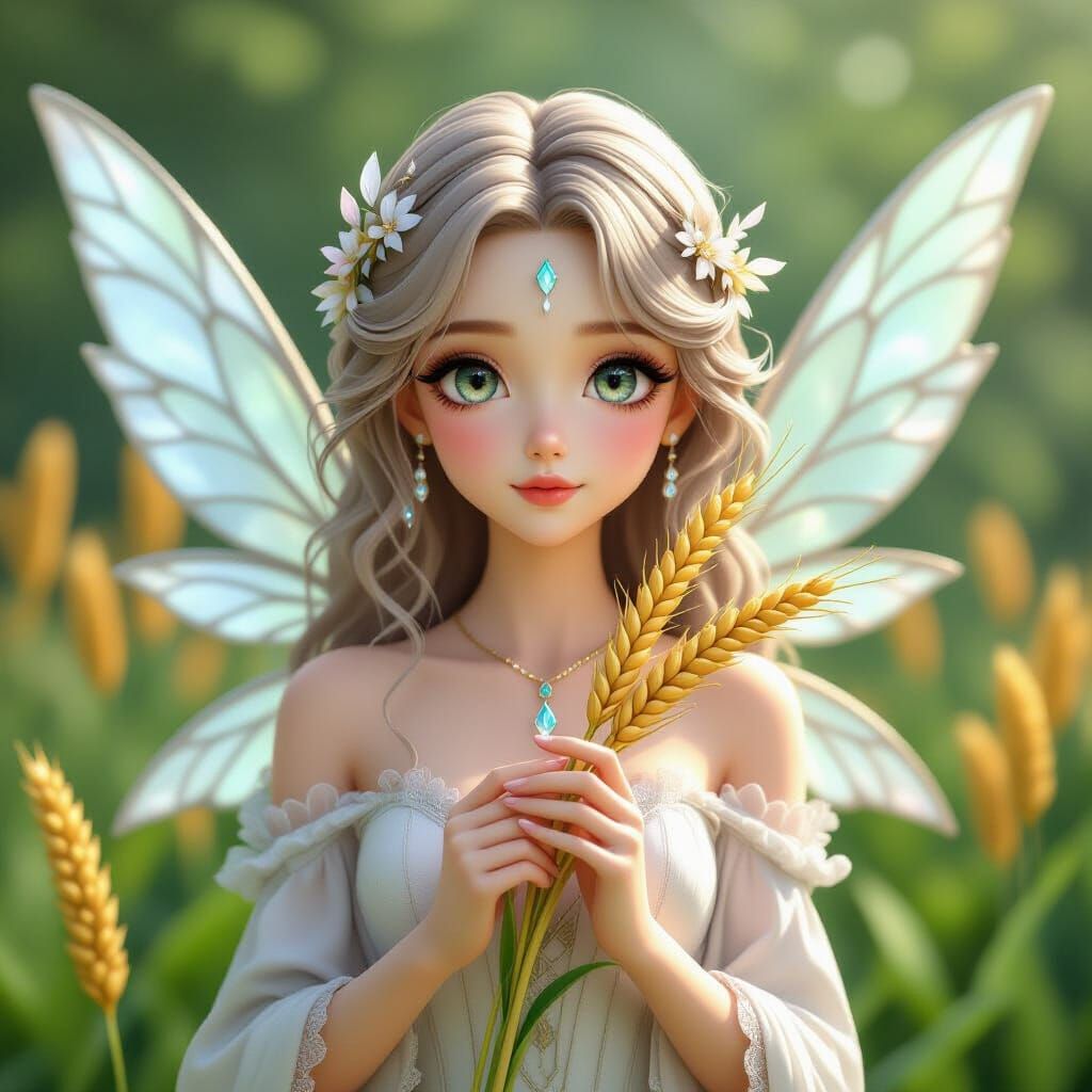 Serene Virgo Maiden in Enchanted Garden 3D Art
