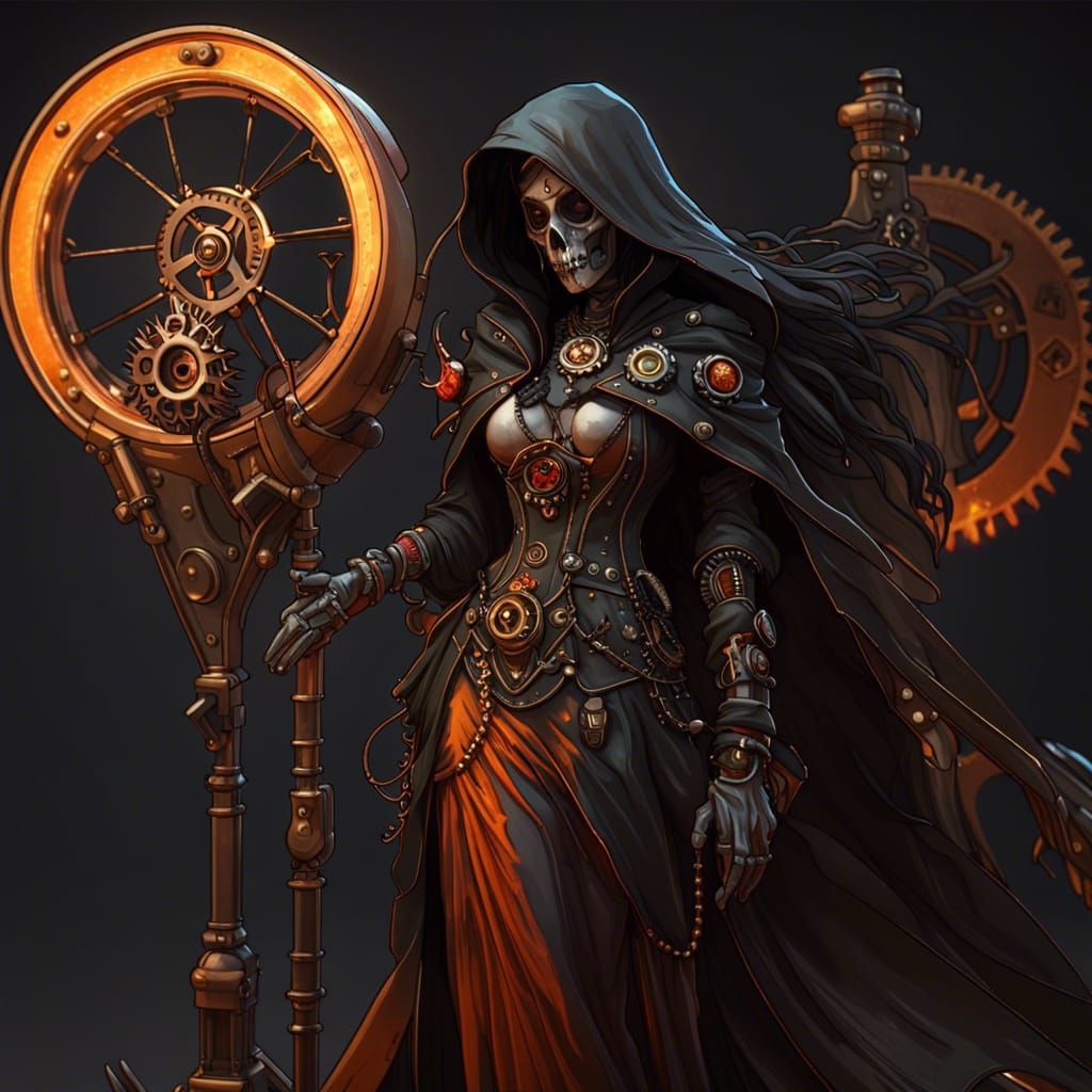 Steampunk Female Grim Reaper Concept Art
