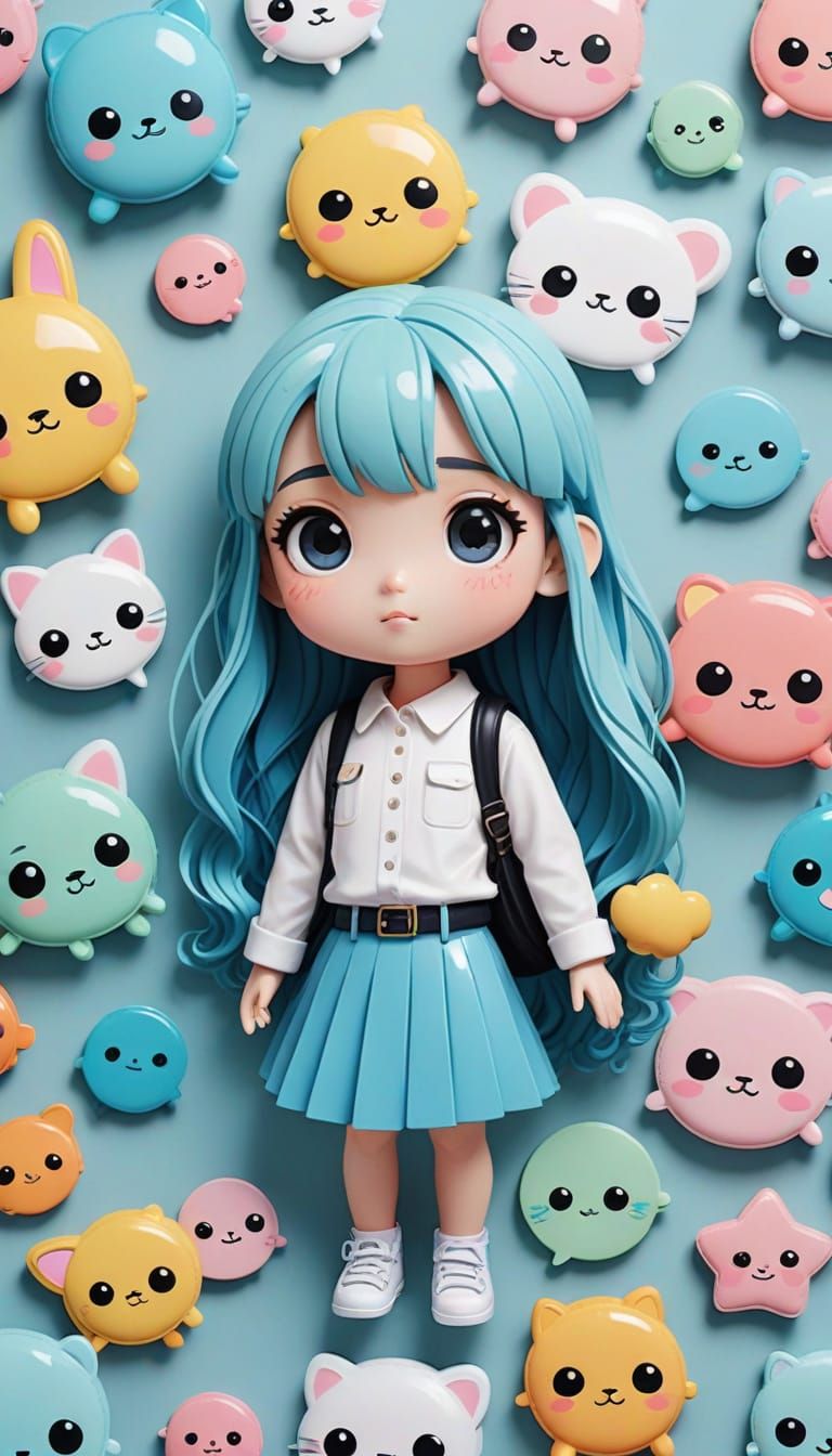 3D Kawaii Chibi Stickers in Pop Mart Style