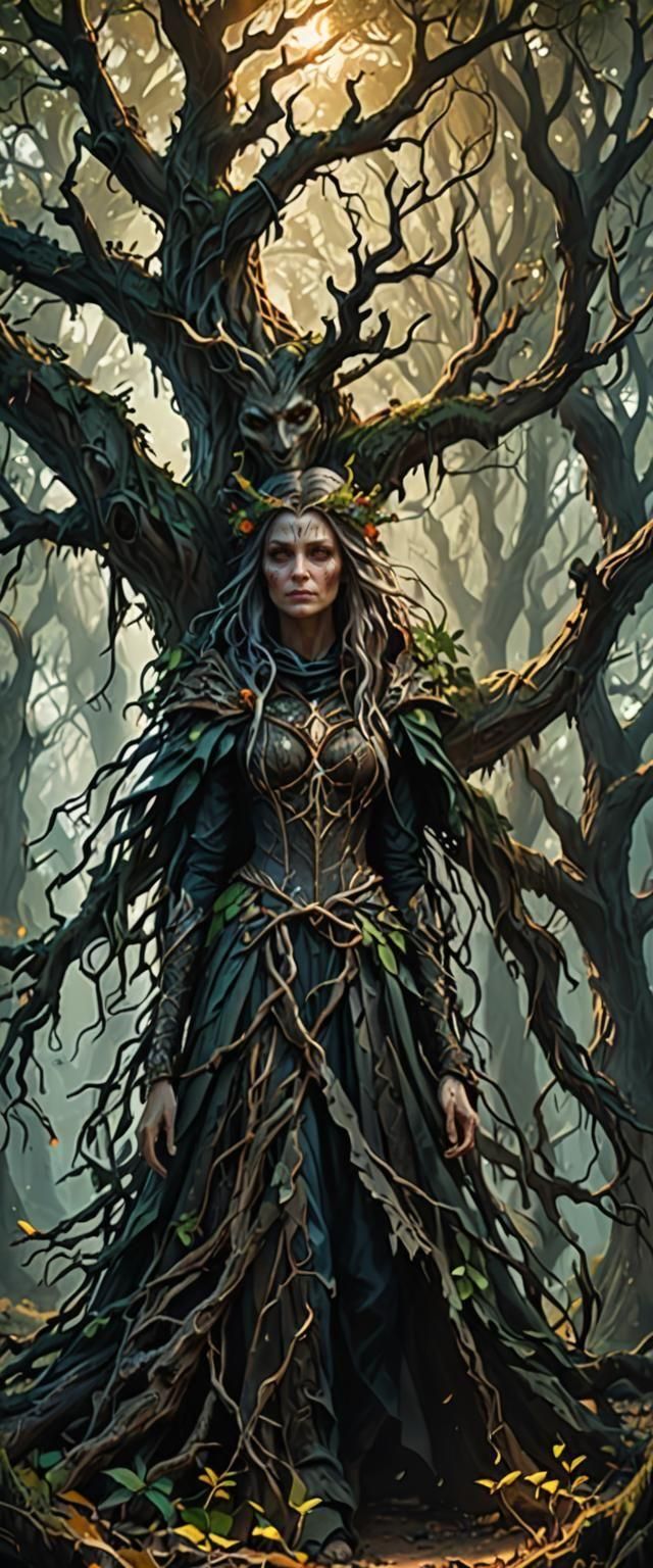 Mystical Forest Witch and Walking Tree