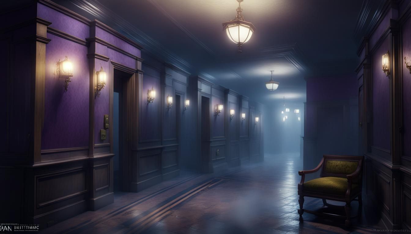 Eerie Fog Shrouds Hospital Corridor in Dark Fantasy Art
