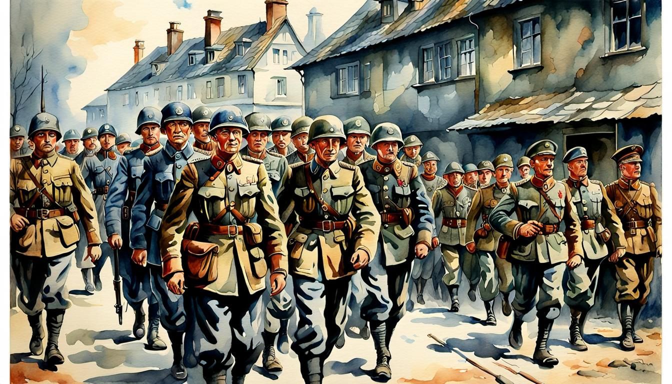 WWII German Commanders in Antique Watercolor Style