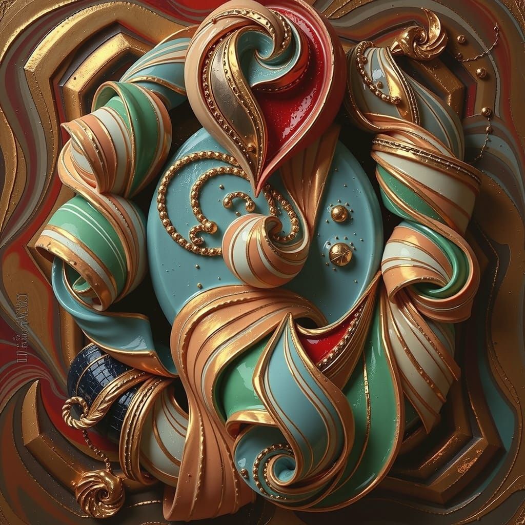 Abstract Gelato Colors Swirling with Bold Stripes