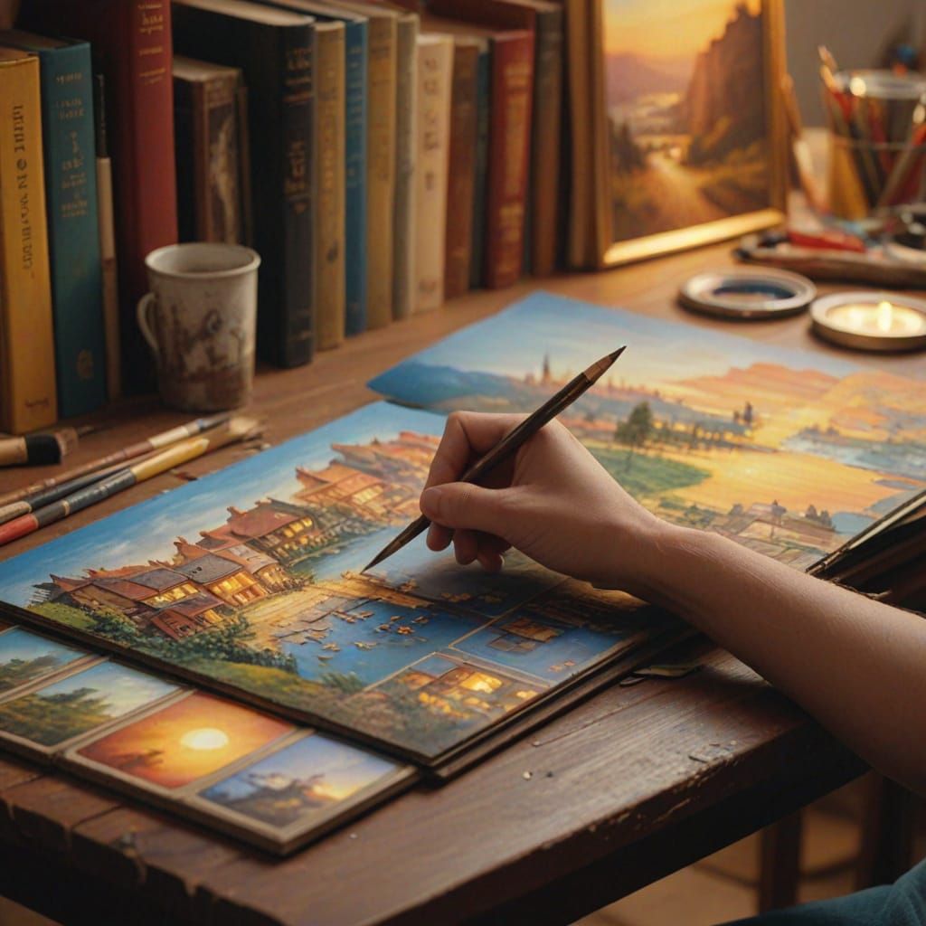 Painter's Palette Stage in Oil Painting Style