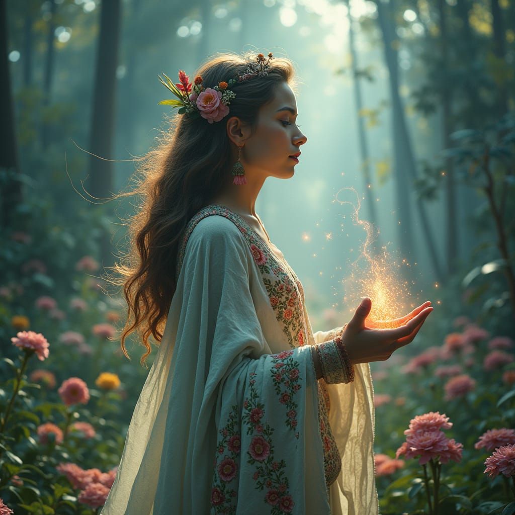 Woman and Alien Tech in Psychedelic Futurism