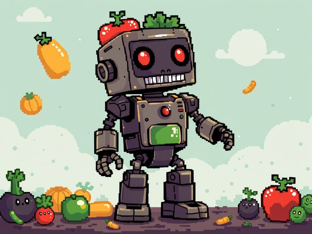 Pixel Art Vegetable Robot Toy