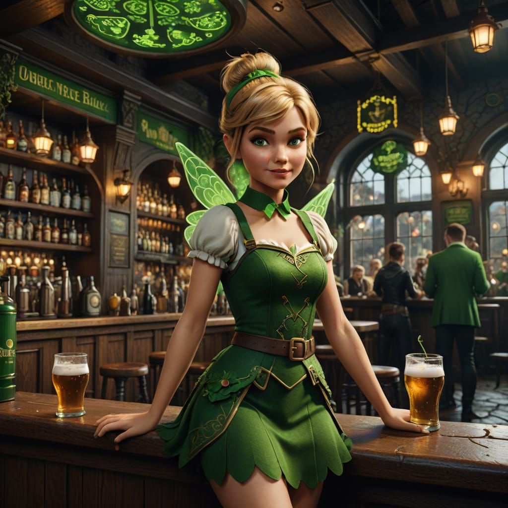 Whimsical Irish Pub Scene in Vibrant Fantasy Art