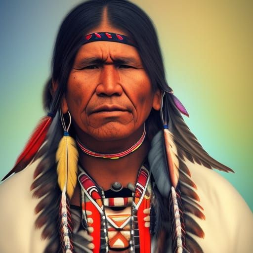 Hyperrealistic Portrait of a Native American Man