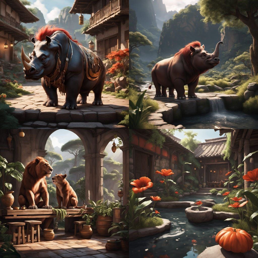 African Savanna Scene in Vibrant Colors