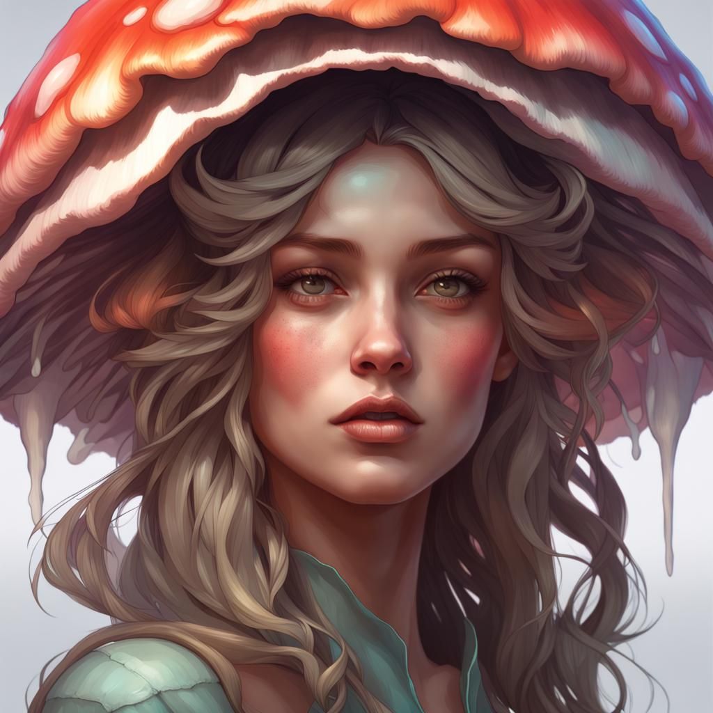 Mushroom Girl Portrait in Artgerm Style