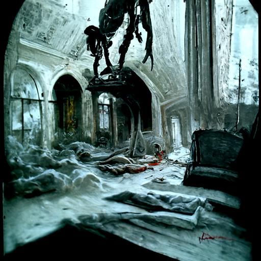 Abandoned Mansion Interior in Horror Style