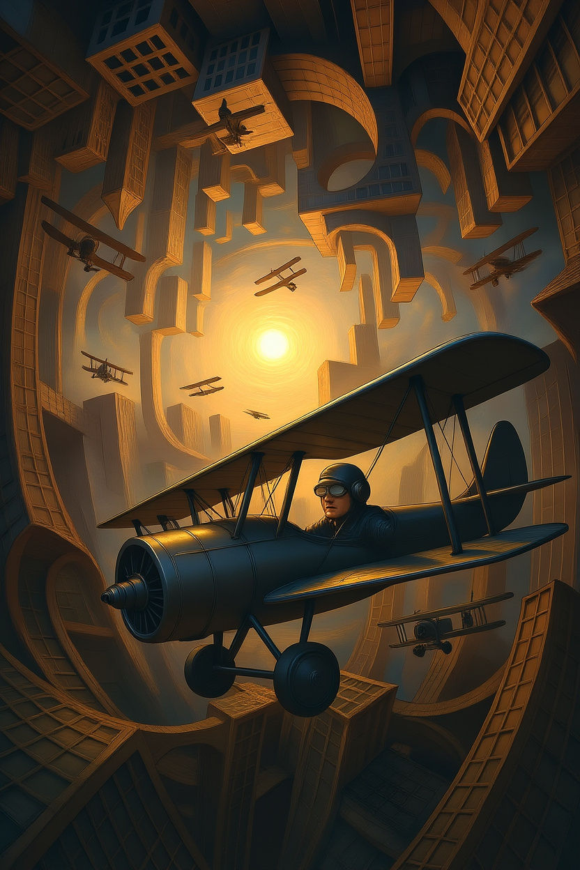 Surreal Upside-Down City Dreamscape Inspired by Escher