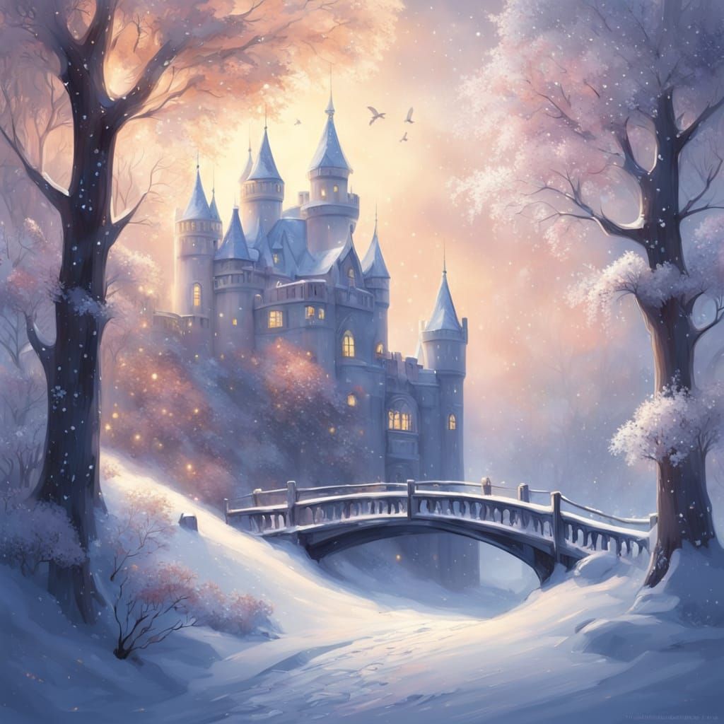 Enchanting Whimsical Winter Wonderland in Watercolor Style