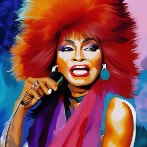 Tina Turner, Queen of Rock, in Gouache Style
