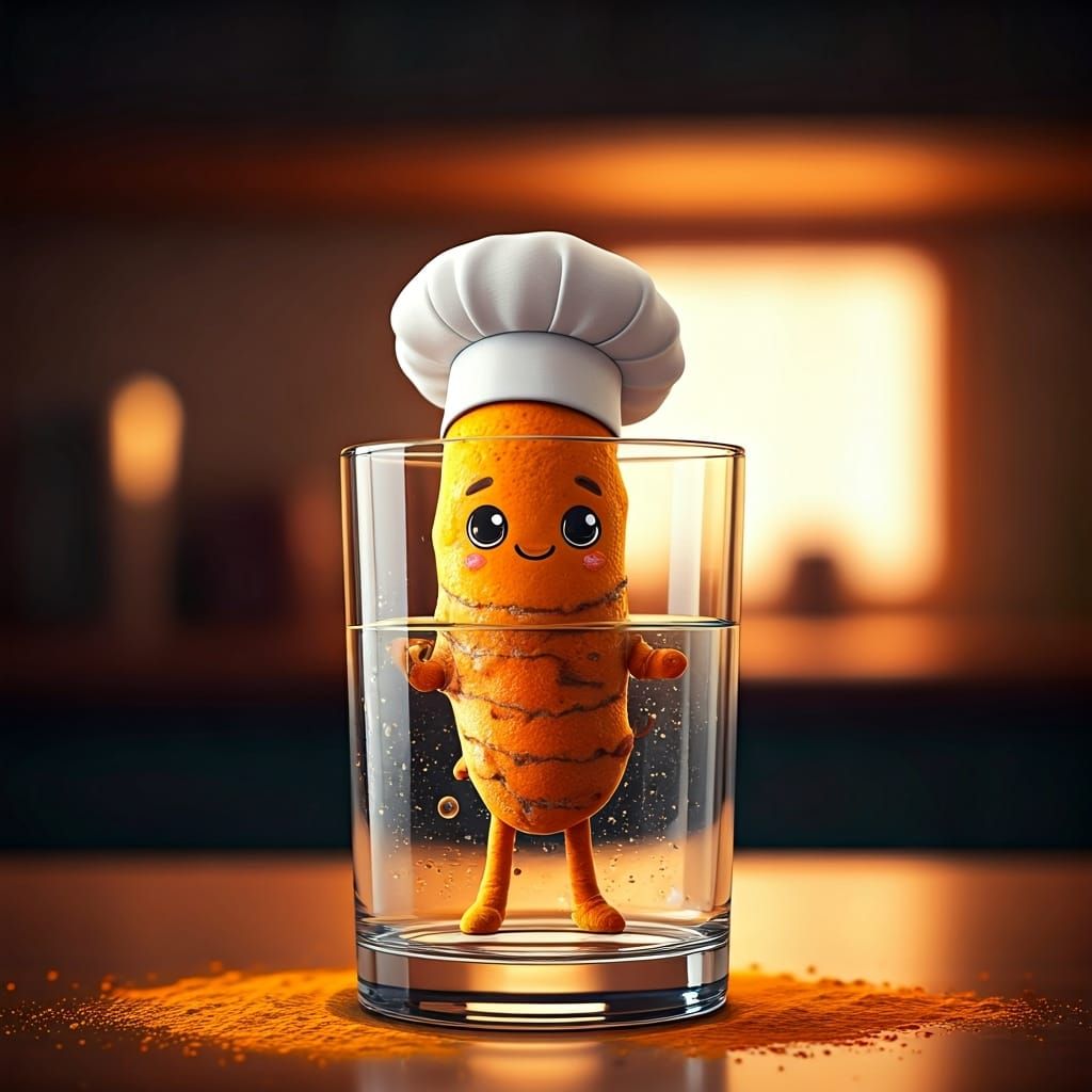 Cute Turmeric Chef Character in Photorealistic Style