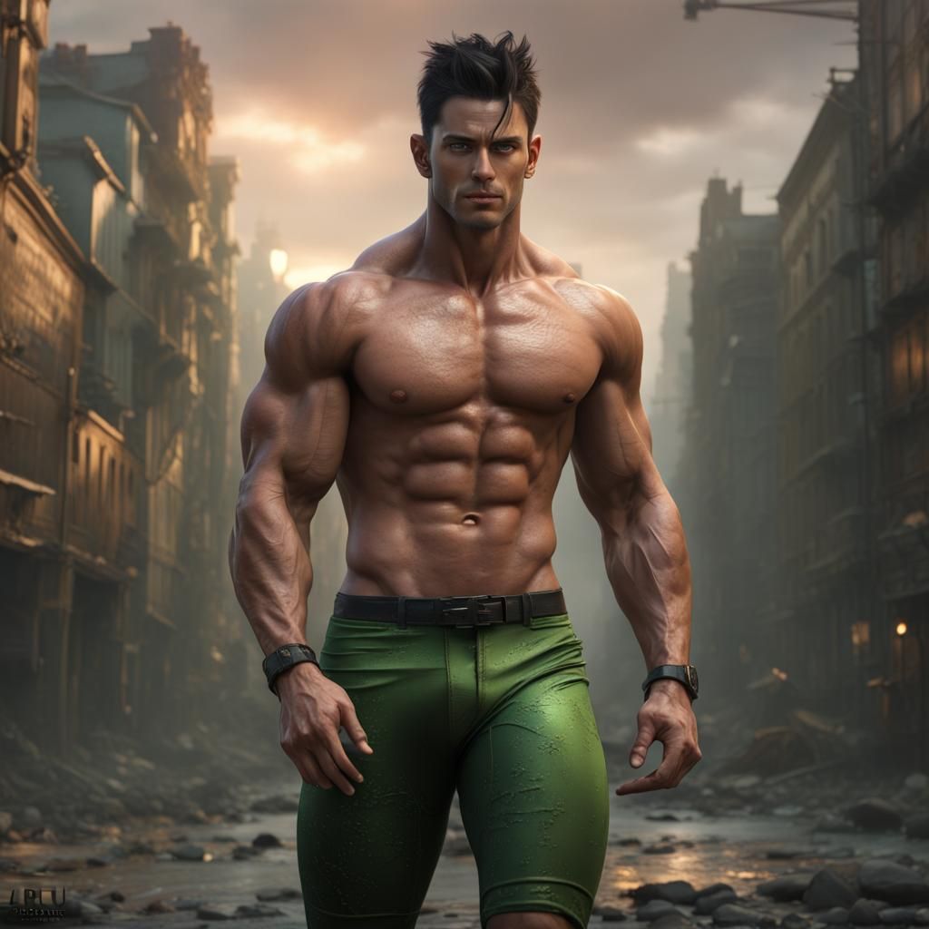 Detailed Painting of Muscular Man with Perfect Body
