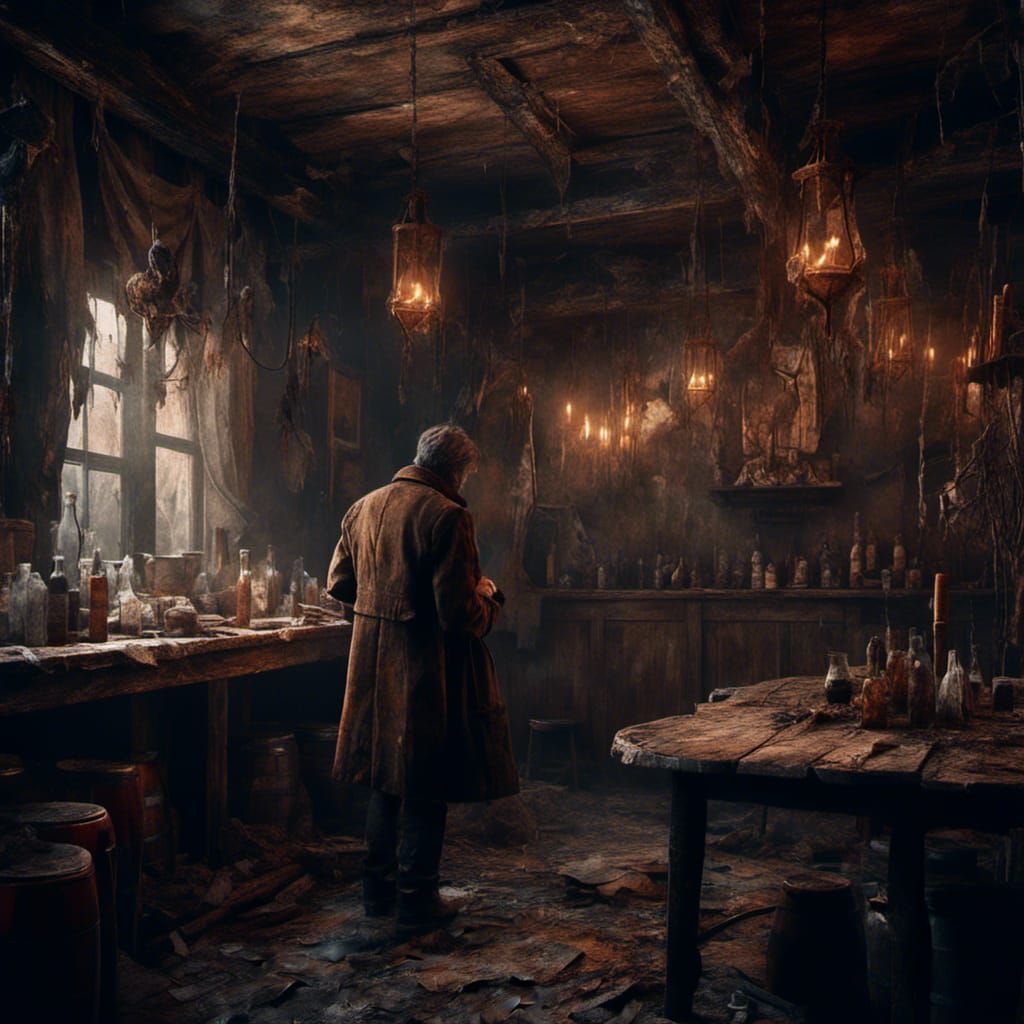 Tavern Scene: Detailed Matte Painting in Deep Color