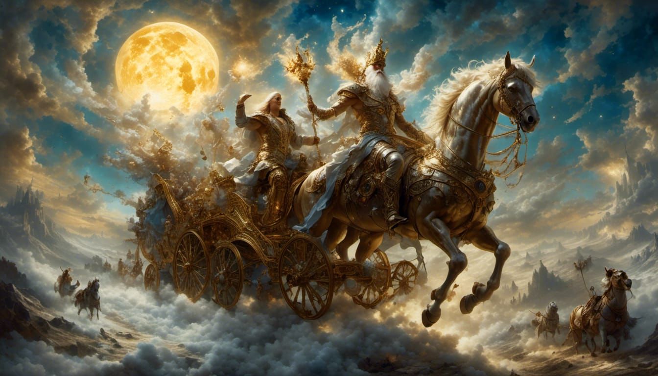Mani, Norse Moon God, Drives Chariot Across Sky