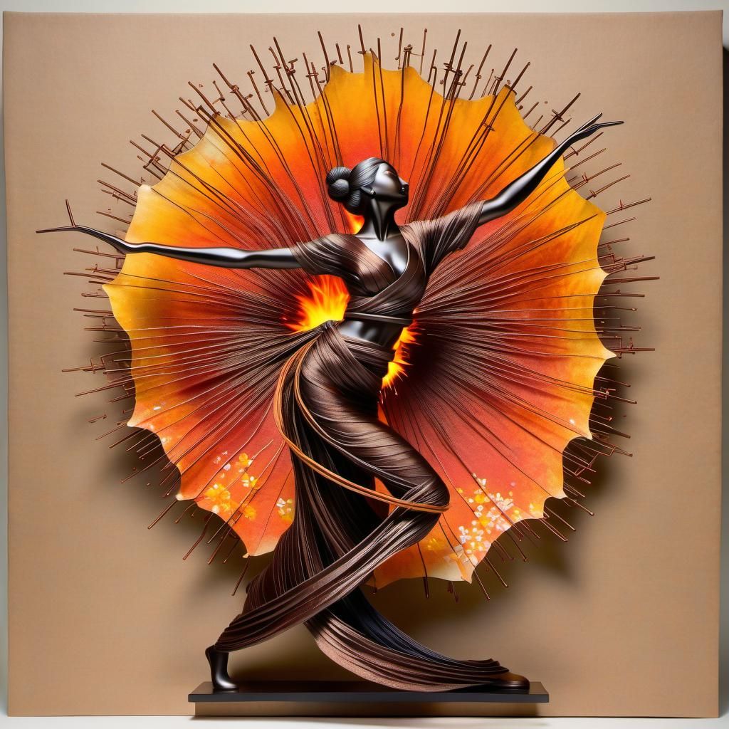 Barbed Wire Geisha Sculpture in Mixed Media