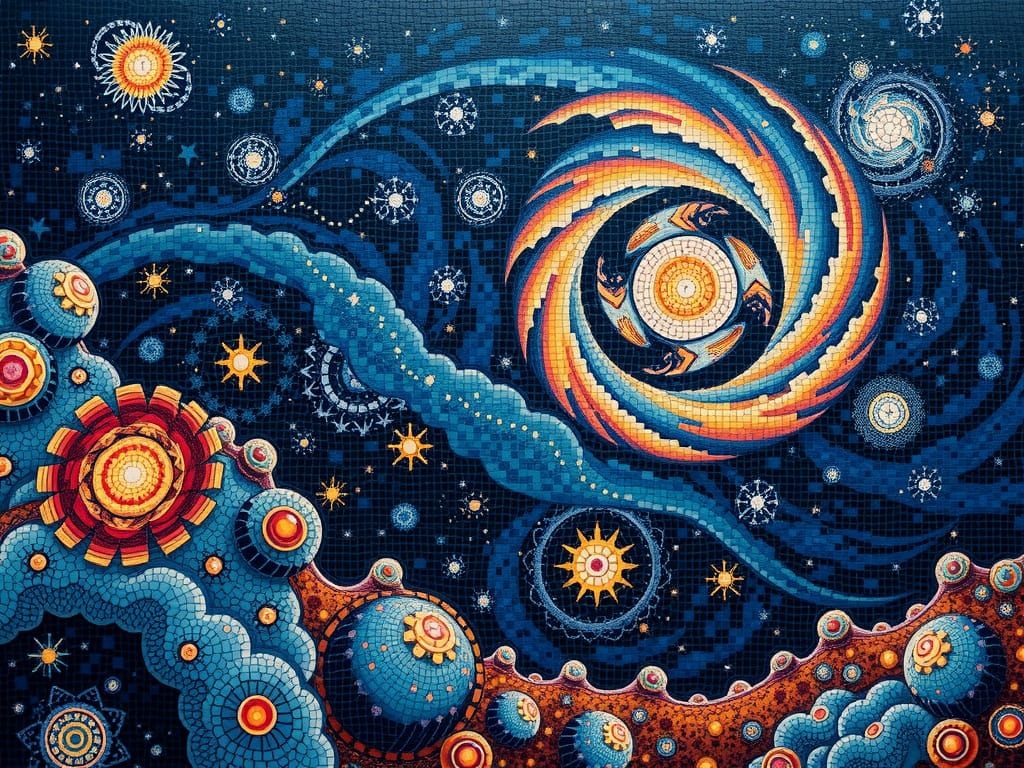 Cosmic Mosaic in Byzantine Digital Style