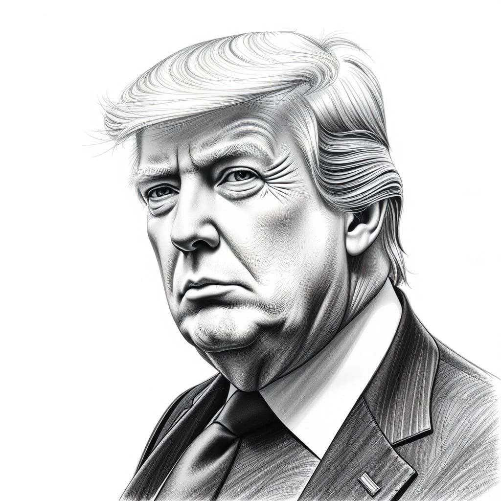 Donald Trump Pencil Portrait in Detailed Style