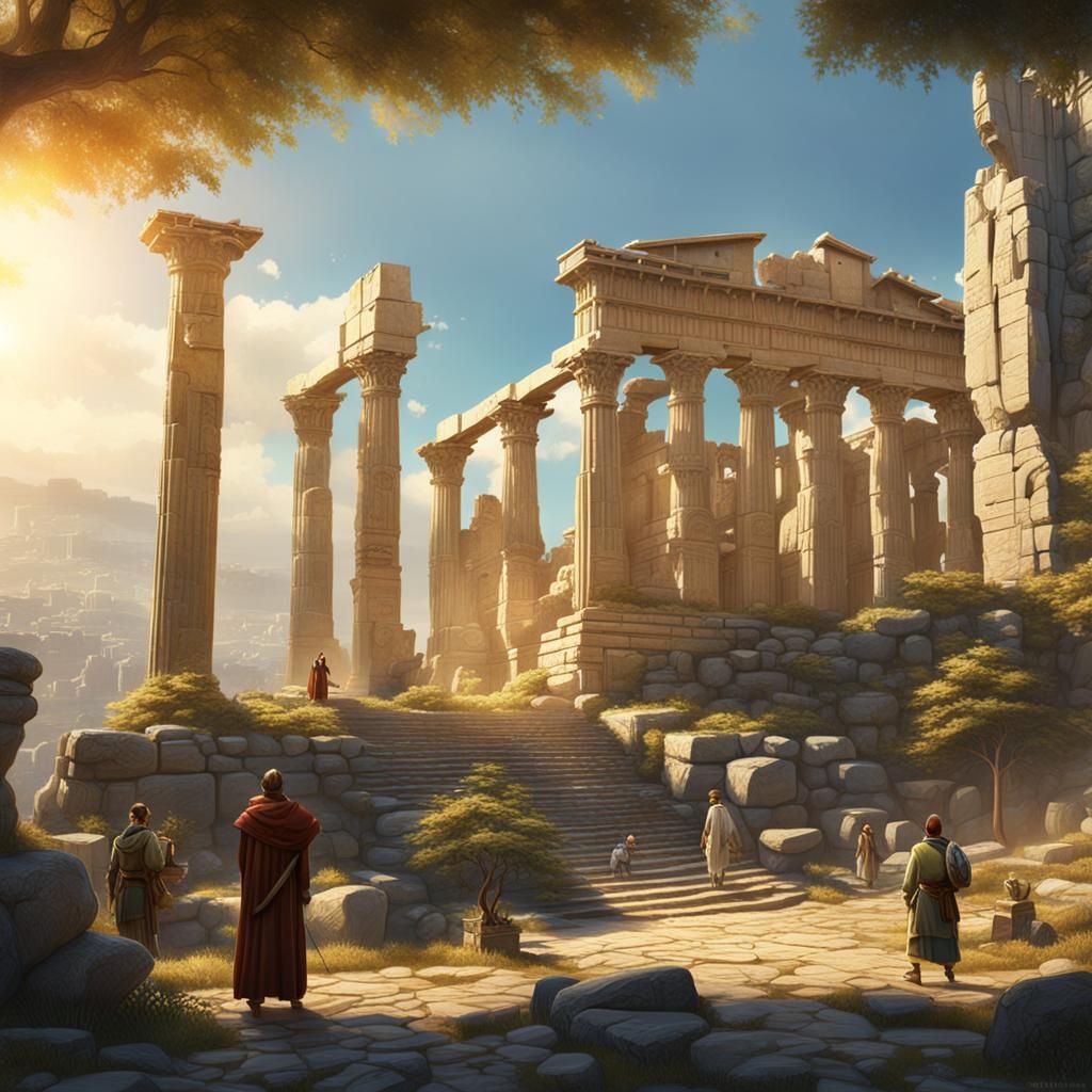 Acropolis in Sunshine: Matte Painting, Fantasy Concept Art