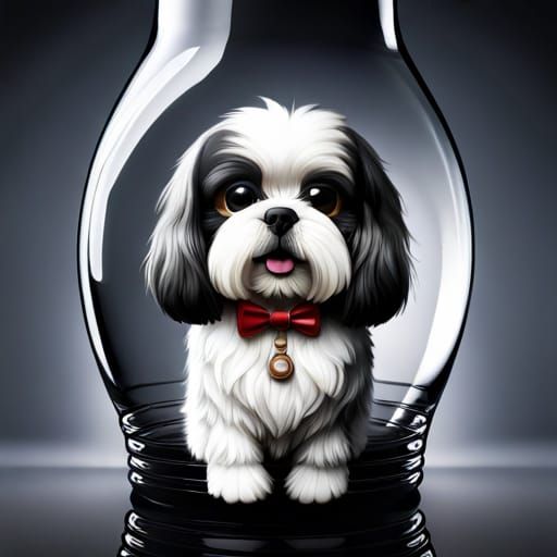 Adorable Shih Tzu Puppy in a Bottle