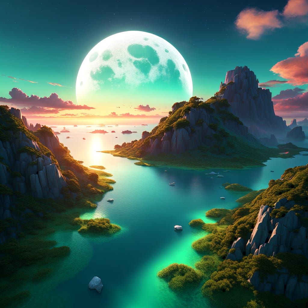 Yin Yang Symbol of Day and Night with Moon and Sun