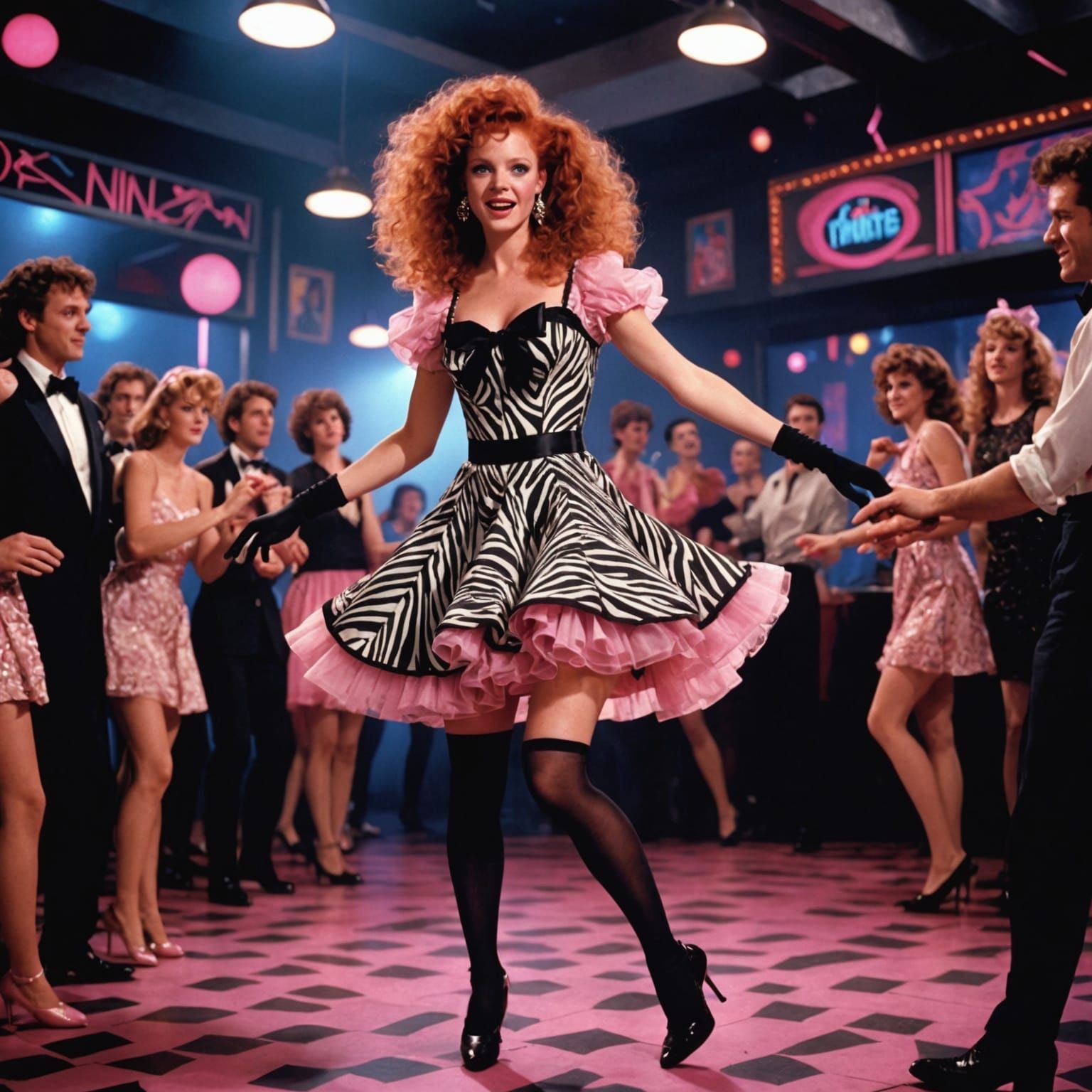 Eighties Valley Girl Dancing in a Club