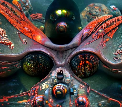 Mushroom Octopus in Gothic Biopunk Style