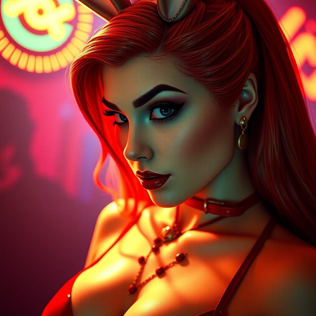 Stunning Cinematic Portrait of Jessica Rabbit as a Real-Life...