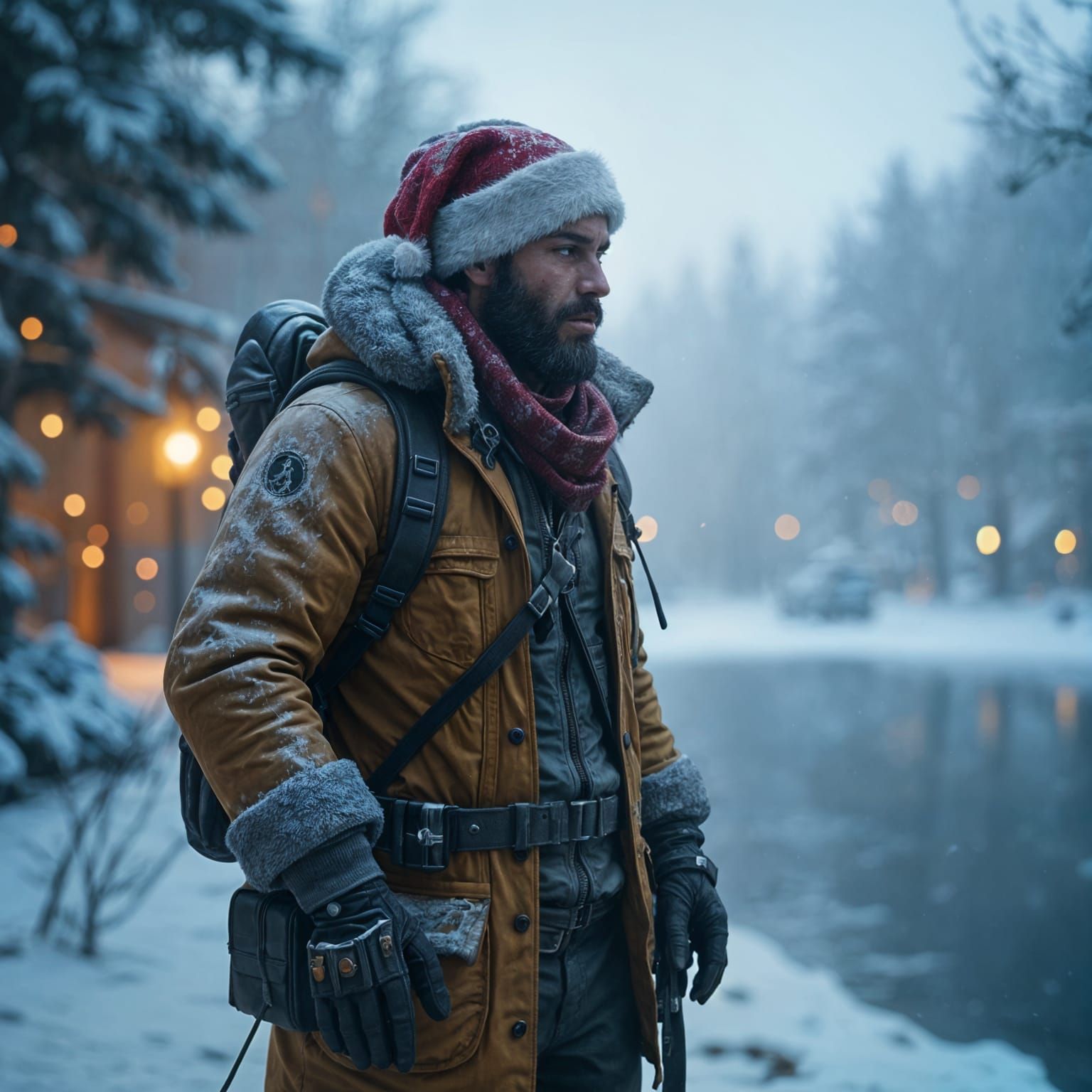 Futuristic Winter Warrior in PUBG Mobile Landscape