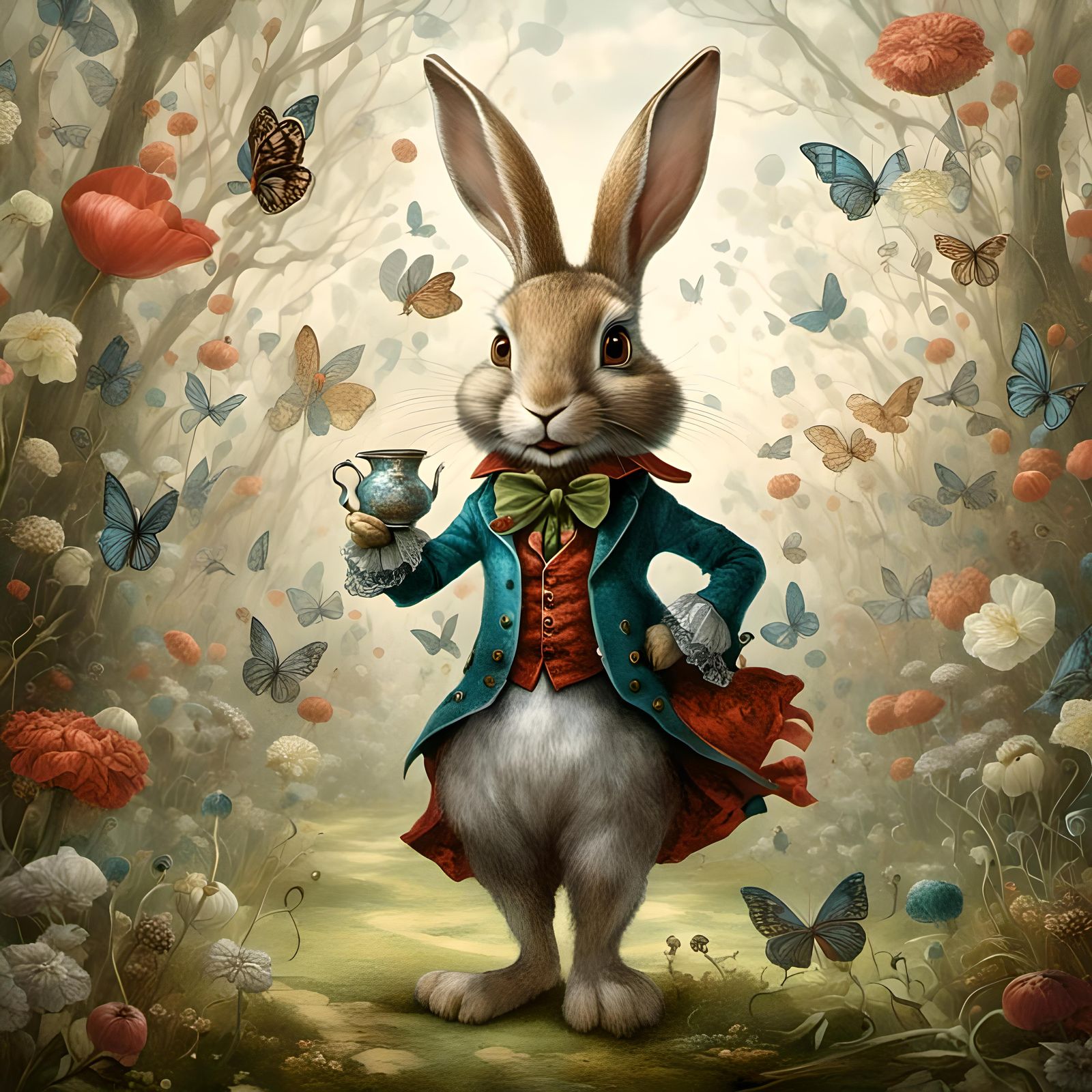Alice in Wonderland Rabbit with Glassy Texture