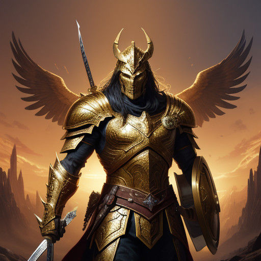 Epic Warrior in Majestic, Golden Hour Digital Art