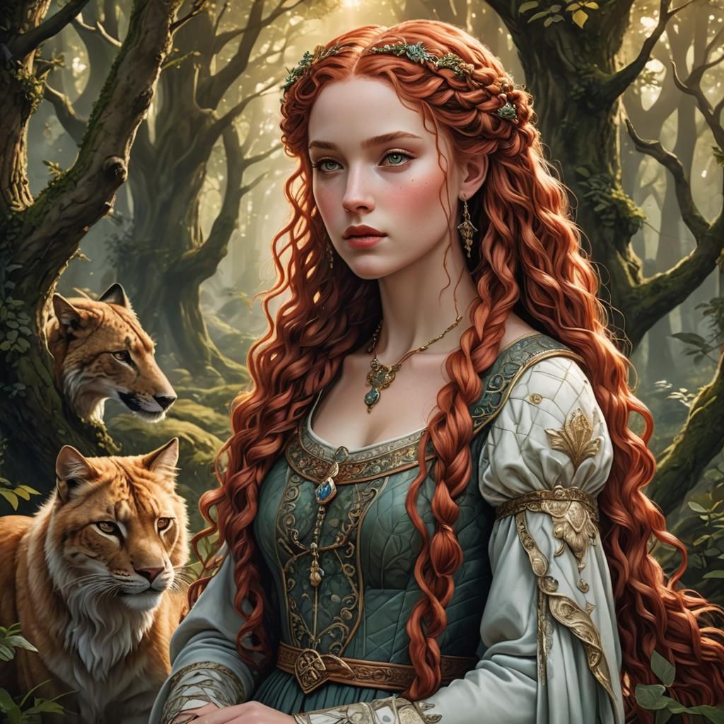 Medieval Princess in Fairy Forest: 3D Anime Art