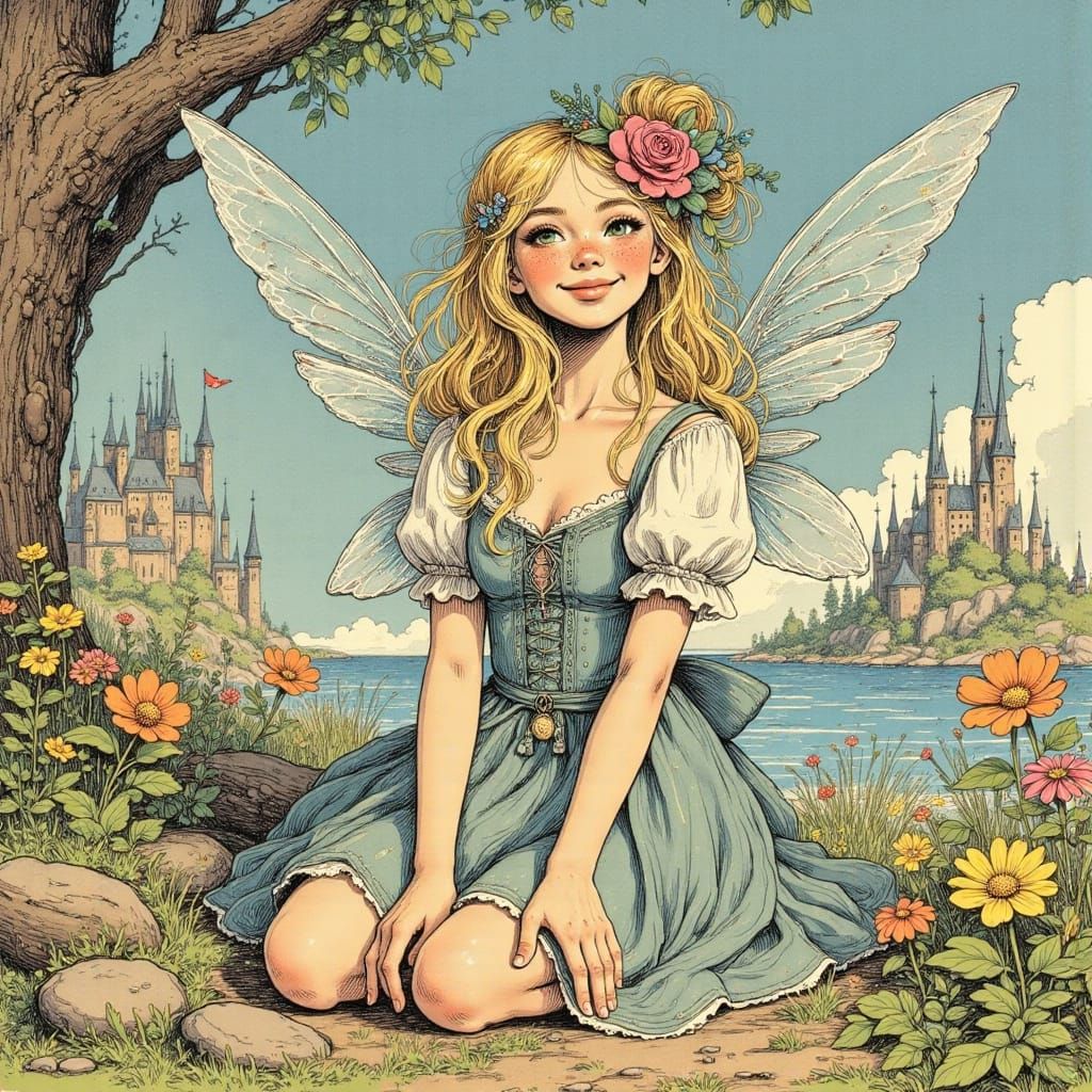 Whimsical Fantasy Fairy Illustration