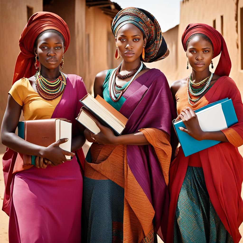 Empowerment: African Girls with Books, Professional Portrait