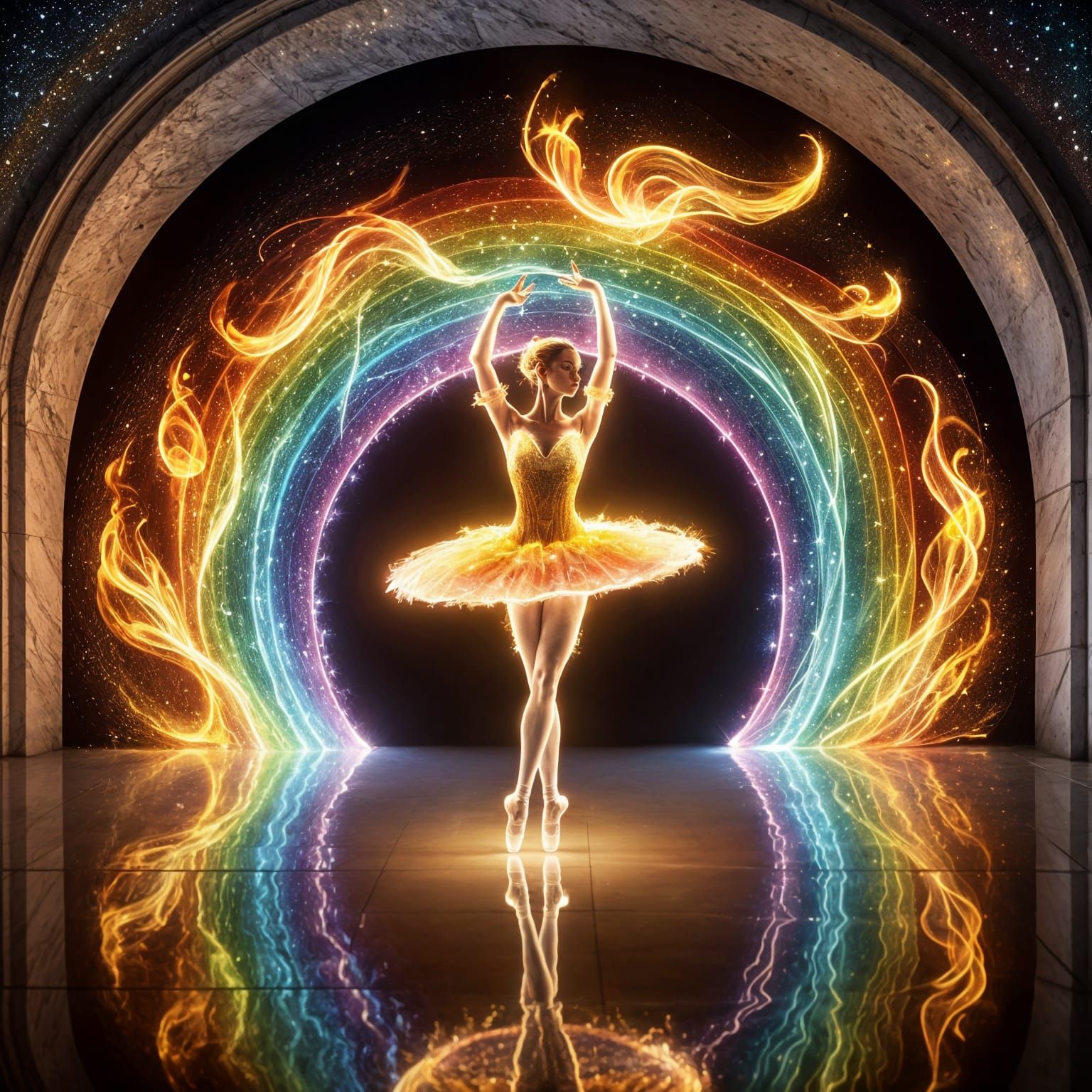 Ballerina of Light in Rainbow Aura and Glitter