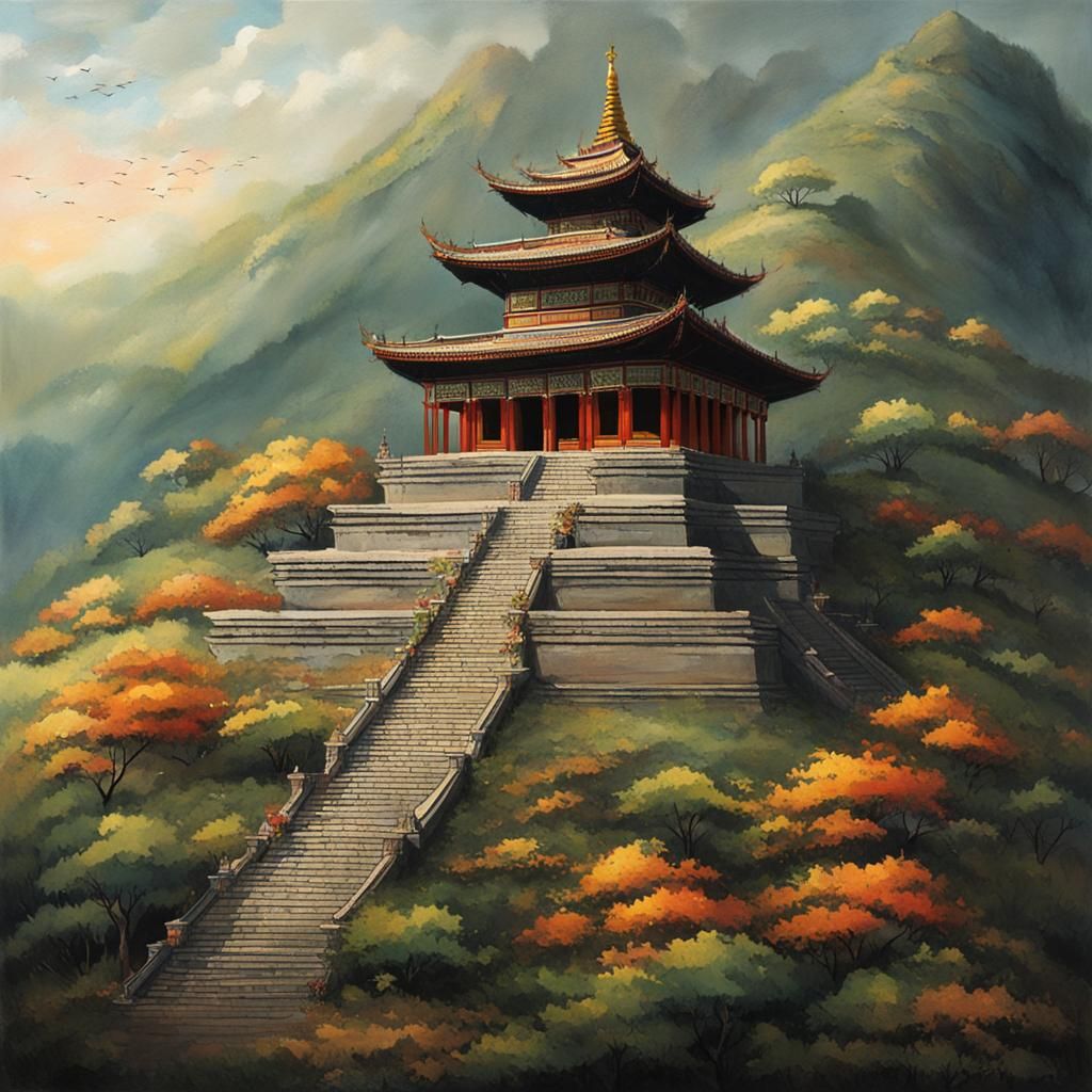 Temple on a Hill AI Generated Image