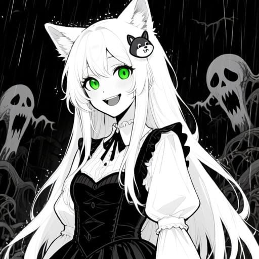 Wolf-Eared Woman in Manga Style