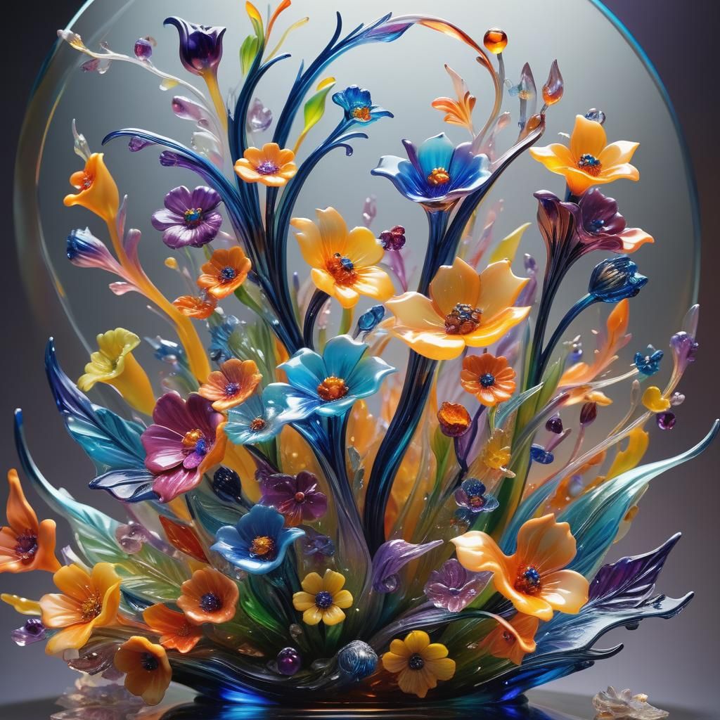 Vibrant Fantasy Glass Sculpture with LED Lights