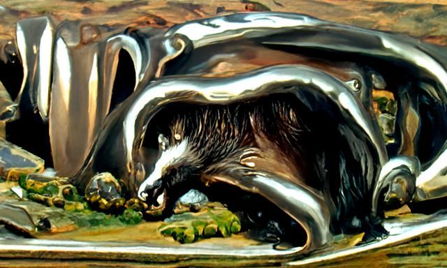 Detailed Badger Mole Hybrid Oil Painting