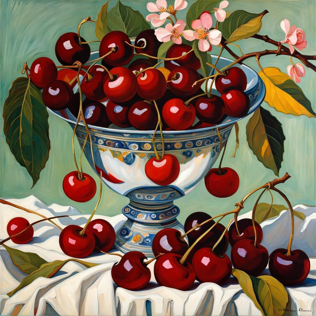 Girl in Cherry Orchard: A Digital Masterpiece