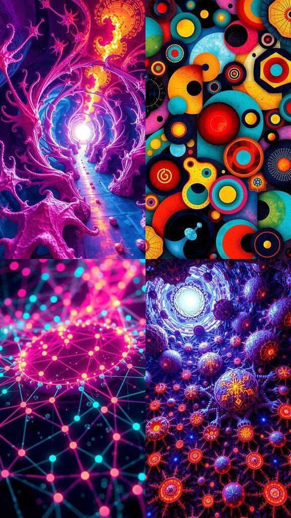 Intricate Digital Art with Vibrant Colors and Patterns