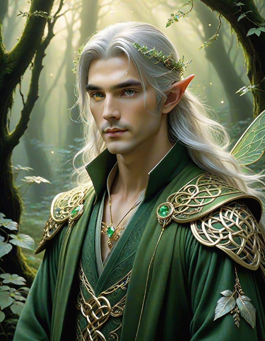 Elvish Man in a Mystical Forest Glade