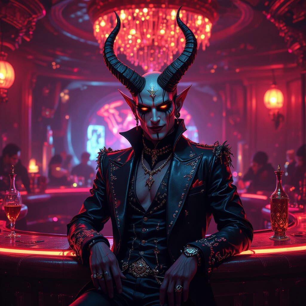 Vox in Hellish Nightclub: Neon Gothic Art