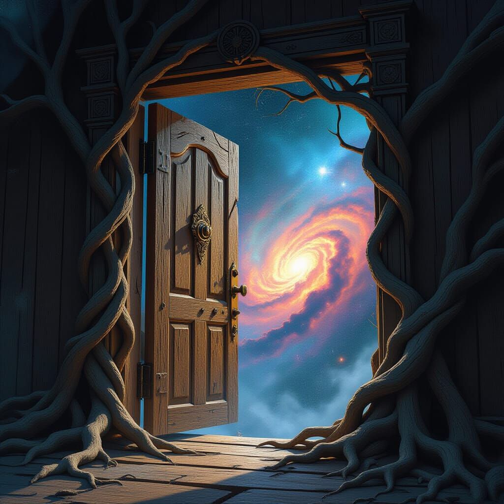 Cosmic Doorway: Ethereal Light Beyond Reality