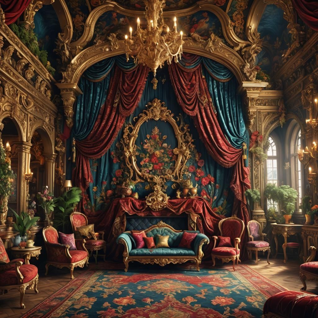 Lush Baroque Fantasy Tapestry in Digital Art